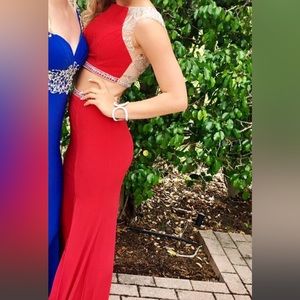 Two piece red formal dress
